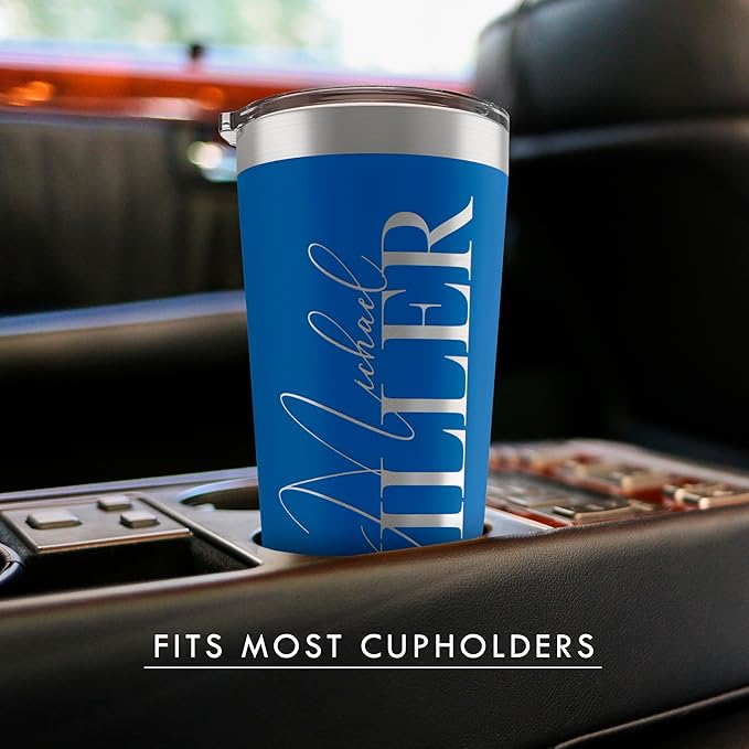 Personalized Tumbler with Engraved Name - 12 Designs, 20 Oz Coffee Tumbler with Slider Lid, White, Double Wall Insulated - Custom Gifts for Women