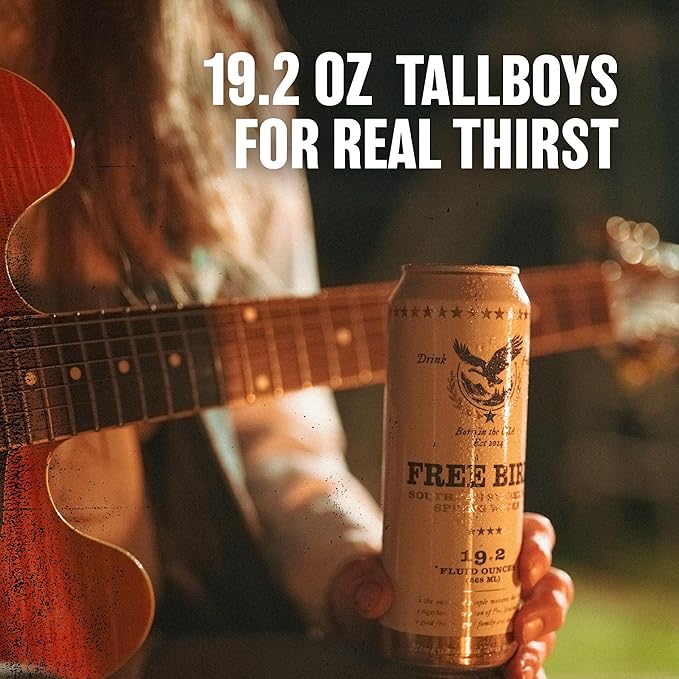 Free Bird, Sparkling Southern Spring Water, 12-Pack (19.2oz Tallboy Cans) – Unflavored Carbonated Zero Sugar, Crisp & Bubbly, Blue Ridge Mountain Water