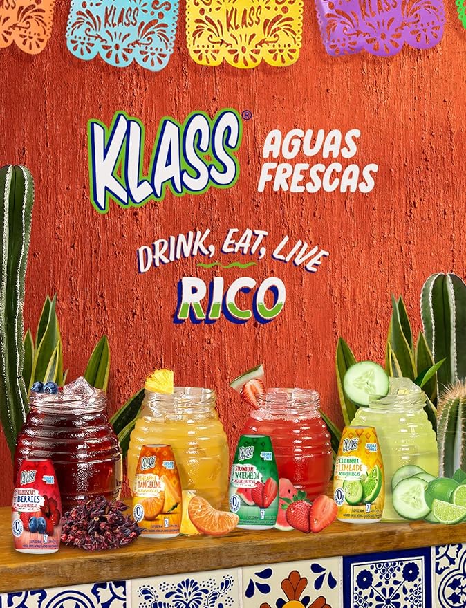 Klass Aguas Frescas | Liquid Water Enhancer | Sugar Free Naturally Flavored Cucumber-Limeade | Keto Friendly |1.62 Oz Pack of 4 (Makes 24 servings each) 0 Calories Per Serving