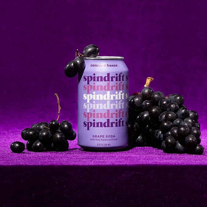 Spindrift "Concord Freeze" Grape Soda Made With Real Squeezed Fruit 12 Pack Case