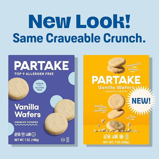 Gluten Free Partake Crunchy Cookie & Cracker Variety Pack (Chocolate Chip, Classic Graham Cracker, Vanilla Wafer) - Vegan - Free From the Top 9 Allergens Including Dairy, Wheat, Soy, Eggs, & Peanuts - Non GMO - Safe School & Office Snack (3 Pack, 5.5oz...