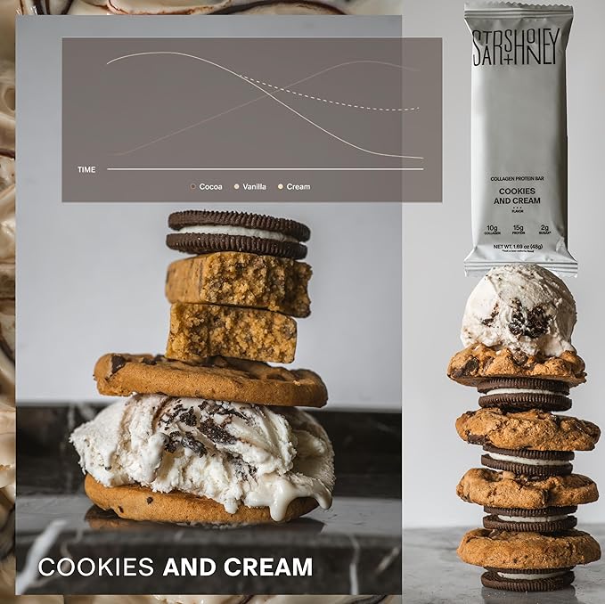 Stars + Honey Protein Bars- Cookies and Cream,15g Protein, 2g Sugar, w/Collagen Keto Friendly Snack - Gluten, Dairy, & Soy Free - High-Protein Snacks for Energy & Recovery-10 pack
