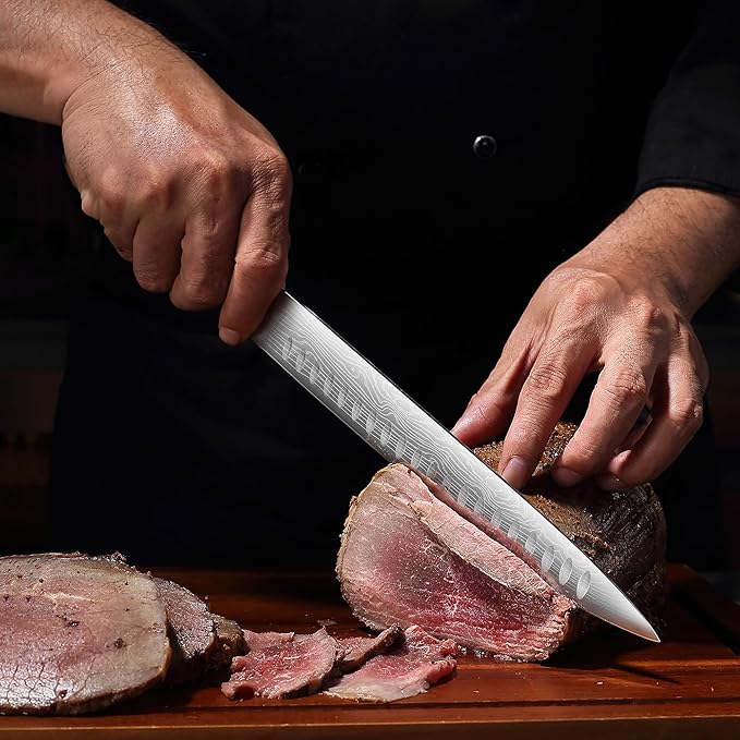 YOTSUBA Carving Knife for Meat, 10" Slicing Knife, High Carbon Steel Brisket Knives with Ergonomic Handle, Butcher Breaking Knives for Chopping Vegetable and Cooking with Gift Box