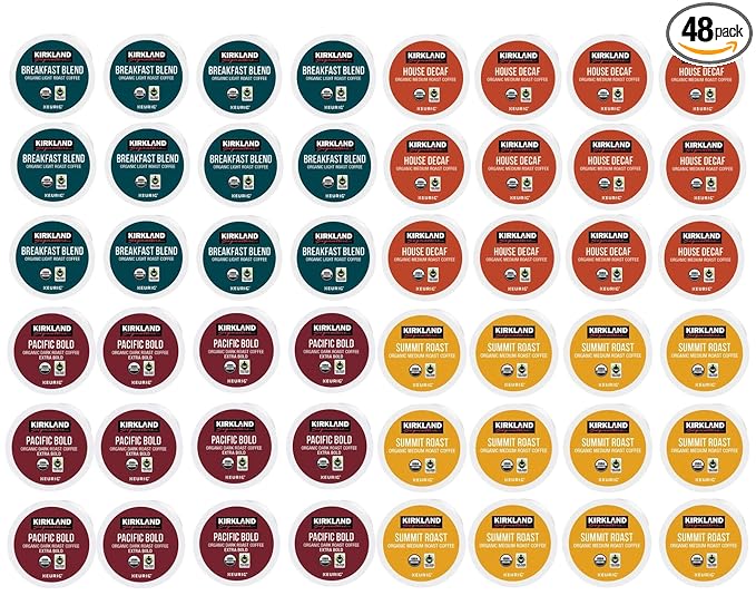 Kirkland Signature Organic K-Cups Variety Pack - Arabica, Single Serve Coffee Pods for Keurig Makers - 48 Pods in ComboCreations Box - Perfect for Holiday Gifts, Parties & Beverages
