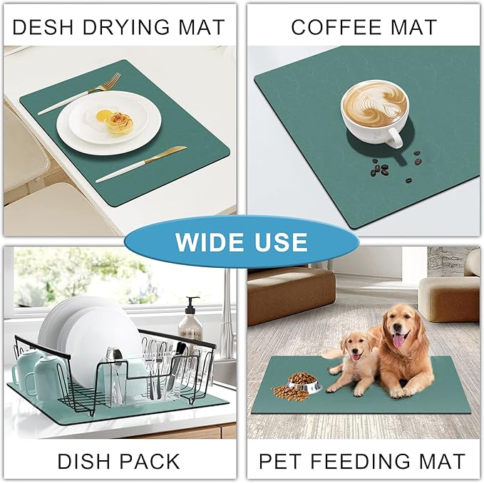 GOLENER Coffee Maker Mat For Countertops, Absorbent, Washable, Reversible Microfiber Dish Drying Mat For Kitchen Accessories, Under Small Appliance Mats