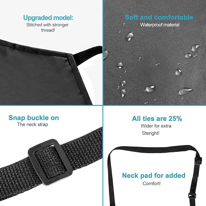 Gotega Waterproof Rubber Vinyl Apron 40 Inch Heavy Duty Chemical Work Apron Durable with Adjustable Bib Apron for Dishwashing Black