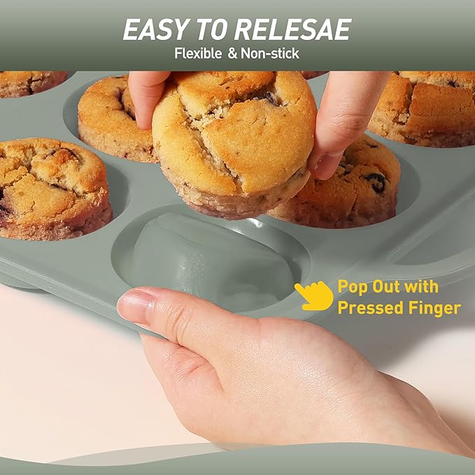 2 Packs 6 Cups Silicone Muffin Pan with Metal Reinforced Frame Cupcake Pan Tray Egg Molds Mother Day Best Mama Bonus Mom Ever Mother In Law Gifts Step Mom Stepmom Grandma Gigi Granny Nana Present