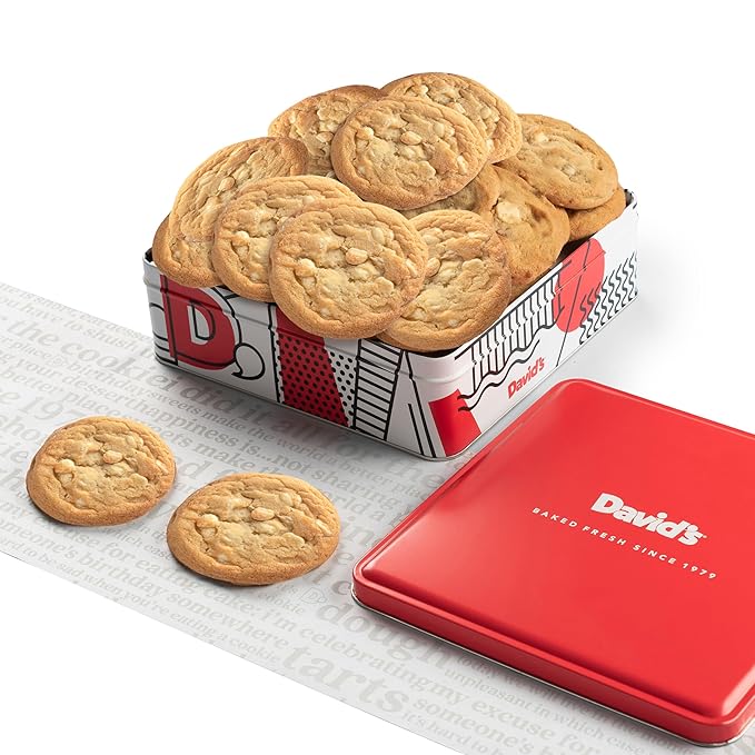 David's Cookies Freshly Baked Cookies - Delicious Handmade Soft Variety - Exquisite Gourmet Gift for Friends & Family on Special Occasions - Macadamia Nut 1lb