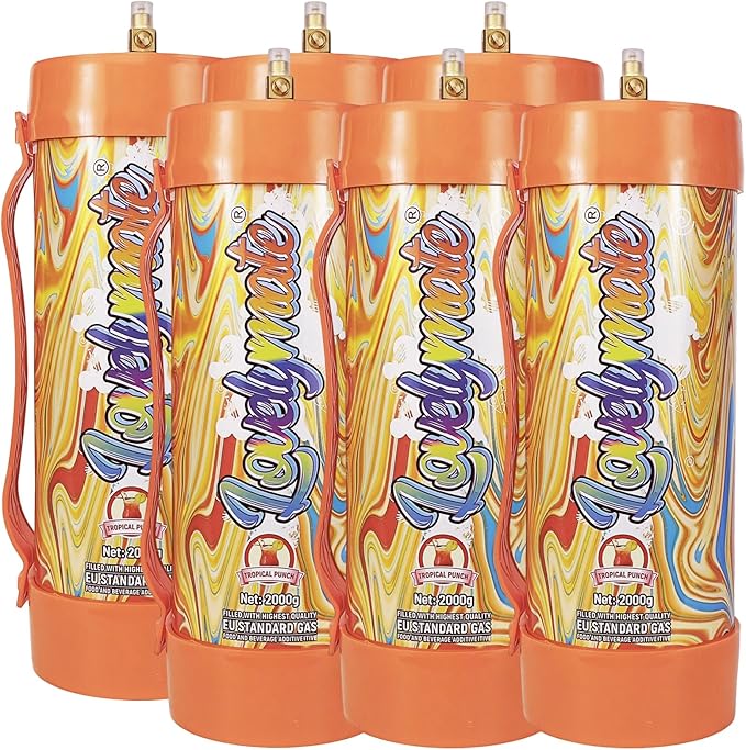 Whipped Cream Charger Tank 3.3L 2000G Whip Cream Charger Cylinder Food Grade Flavored (Tips Included) (6, Tropical Punch)