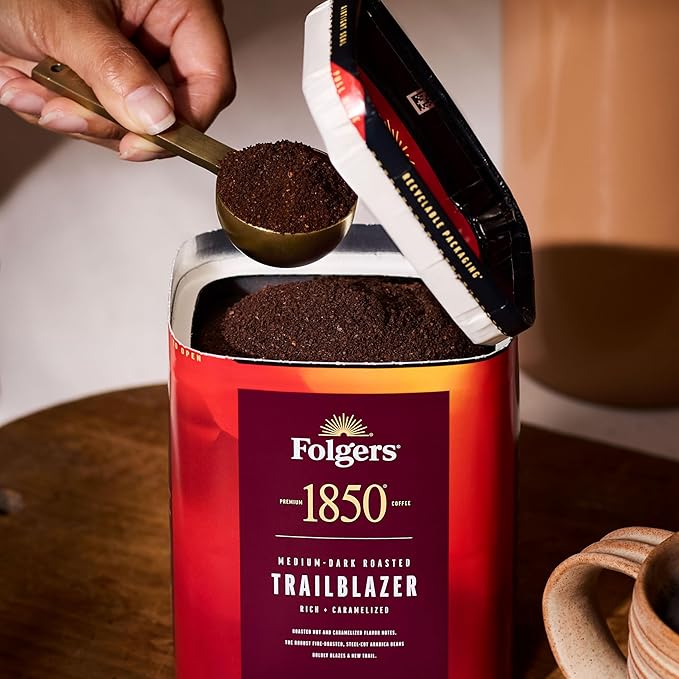 Folgers 1850 Trailblazer Medium-Dark Roast Ground Coffee, 12 Ounce (Pack of 6)