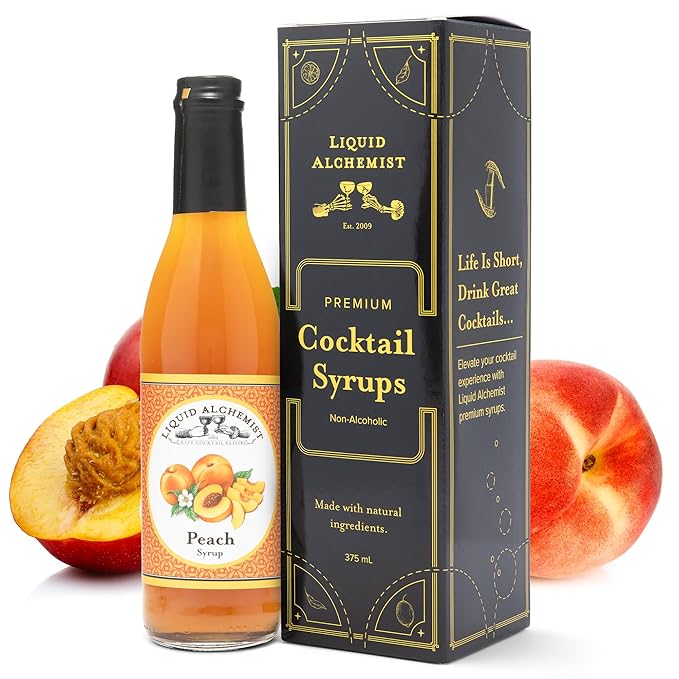 Liquid Alchemist Peach Syrup for Drinks - Real Ingredients Make the Perfect Summer Cocktail or Margarita Mix - Our Peach Flavoring Syrup is Non-GMO & Vegan (25 oz)