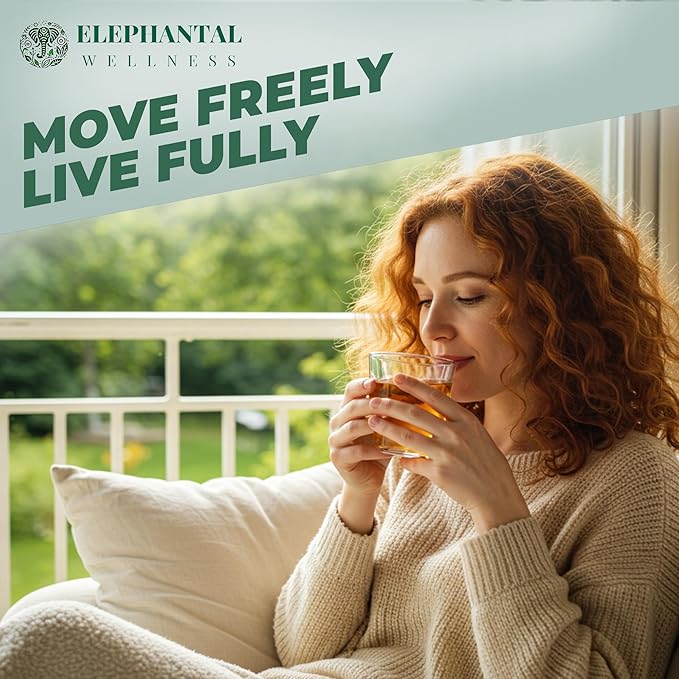 Elephantal Wellness Premium Inflammation Herbal Tea | Comfort & Mobility Blend with Turmeric, Boswellia, White Willow Bark & Ginger | Handmade, Non-GMO, Caffeine-Free Loose Leaf, 2oz, 20 Servings