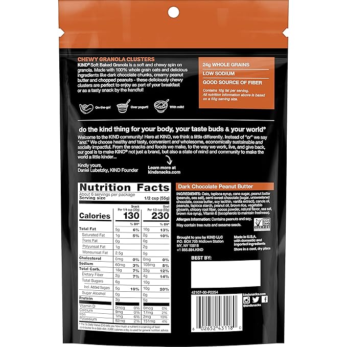 KIND Soft Baked Granola, Dark Chocolate Peanut Butter, 11 oz bag (Pack of 2)