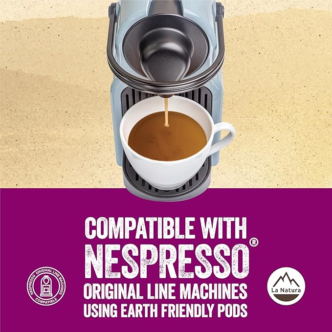 La Natura Lifestyle Beauty Coffee Pods - Espresso Roast European-Style with Biotin, Zinc & Selenium for Hair, Skin & Nails Health - Compostable Nespresso Original Line Compatible Capsules - Pack of 10