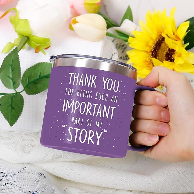 Gossby Thank You Gift for Women - 14oz Insulated Coffee Tumbler Mug - Thank You for Being An Important Part - Appreciation, Birthday Gift for Teacher, Coworker, Friend - Travel Cup with Lid, Straw