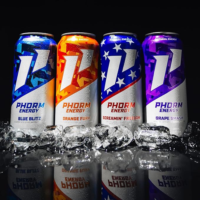 Phorm Energy Drink, Grape Smash Flavor, 200 MG Natural Caffeine From Green Tea, Sugar Free Carbonated Drink With Electrolytes & Vitamin B12, Dairy & Gluten Free, Vegan, 16 FL Oz Cans, 12 Pack