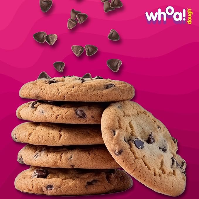 Whoa Dough Ready to Bake Cookie Dough Chocolate Chip – Certified Non-GMO, Kosher, Gluten Free – Plant-Based Snack Dough Made with Real Ingredients – 24 Pack
