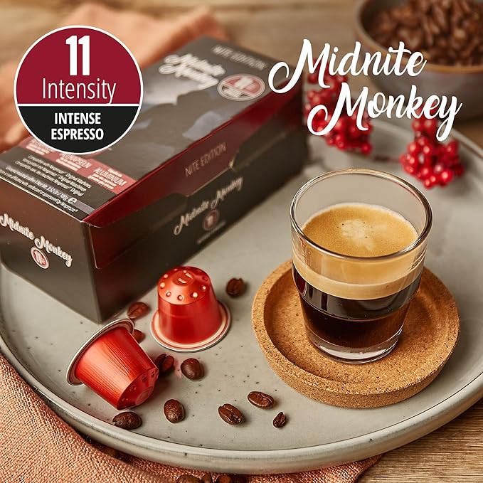 MidNite Monkey 120ct for Nespresso Original Machine Compatible Pods | Aluminum Coffee Capsules I Like Dharkan Espresso I Fully Nespresso Compatible