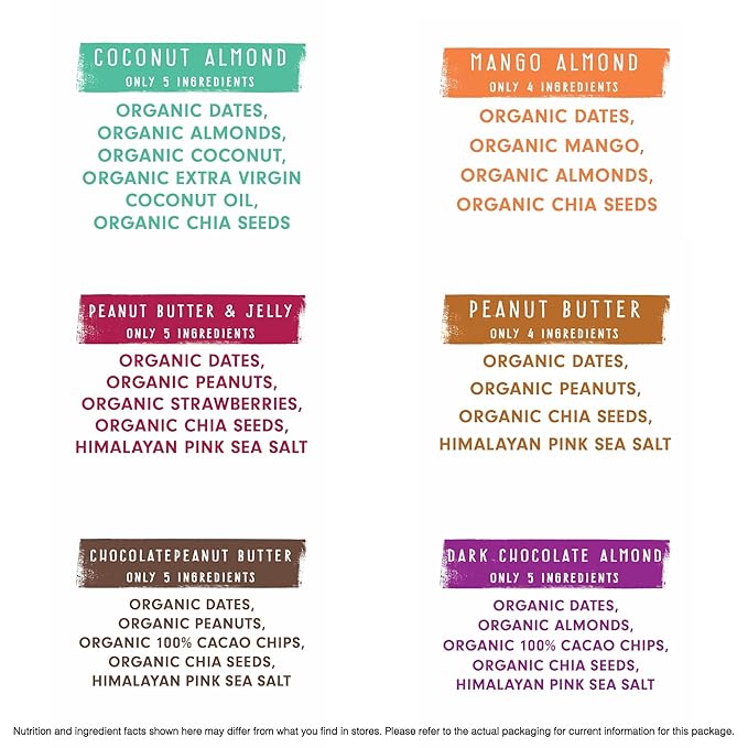 JONESBAR Organic Plant Based Protein Bars | 6 Flavor Variety Pack | Fruit & Nut Bar, Kosher, Gluten Free, Breakfast Bars, School Snacks, Vegan Snack & Healthy Snacks for Adults and Kids (Pack of 12)