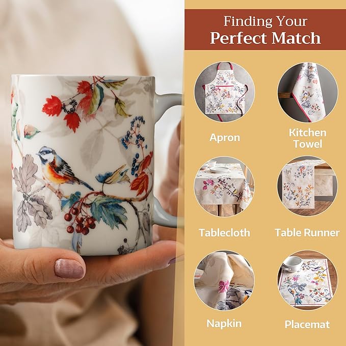 Maison d' Hermine Coffee Mug with Handles Fine Bone China Mugs Pack of Two Tea Cups for Hot Beverages Cappuccino Latte Home Restaurant Office Perfect for Gift (Equinoxe - Beige, 12 Ounce)