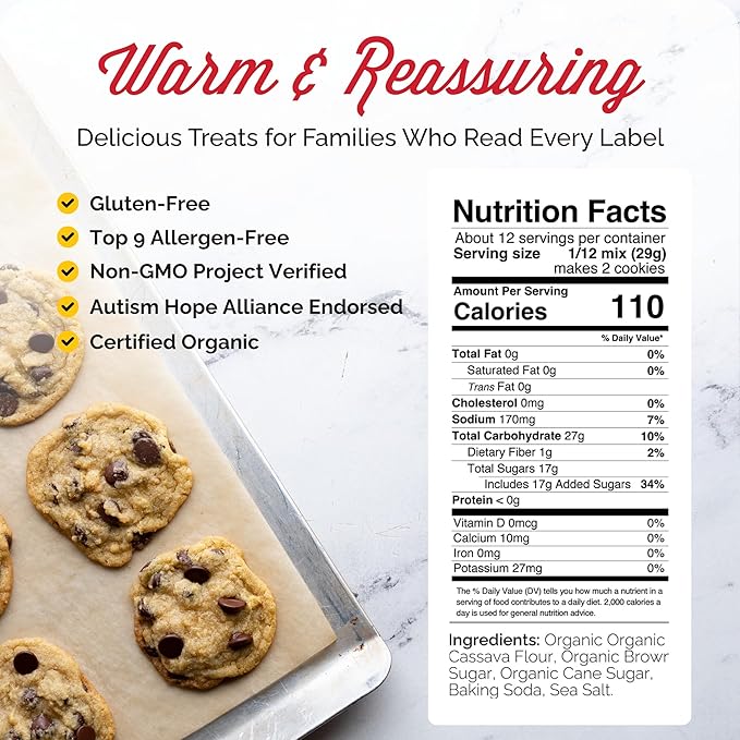 Otto's Naturals Grain-Free Ultimate Cookie Mix, 12.2 Oz., 6 Pack, Top 9 Allergen-Free, Versatile for Classic Baked Treats, Made with Organic Cassava Flour, Gluten Free, Non-GMO, Vegan, Plant-Based
