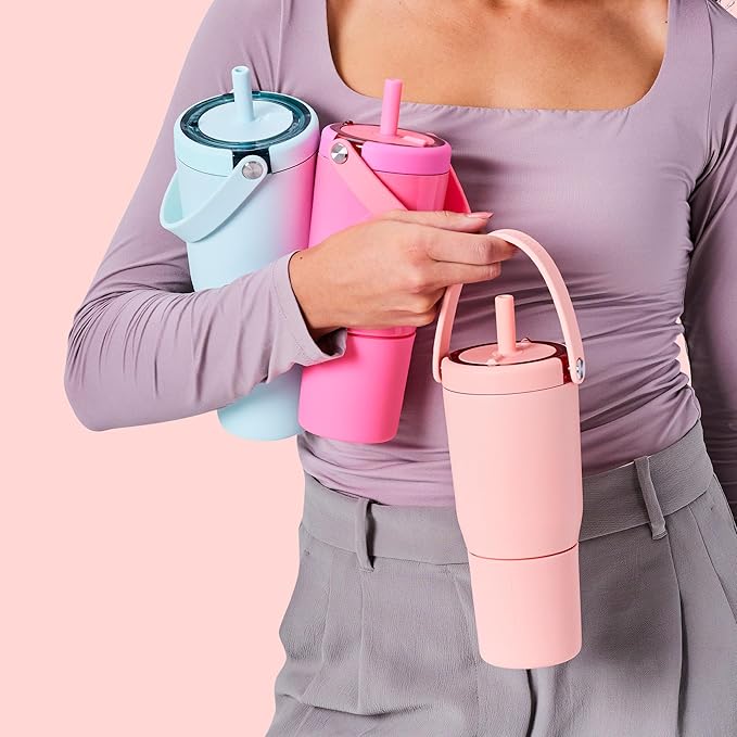 BrüMate Resa 25oz 100% Leakproof Travel Tumbler with Handle & Straw | Flexible SoftSip Straw | Silicone Sleeve for Durability | Stainless Steel | Cup Holder & Travel Friendly Water Bottle | (Kiwi)