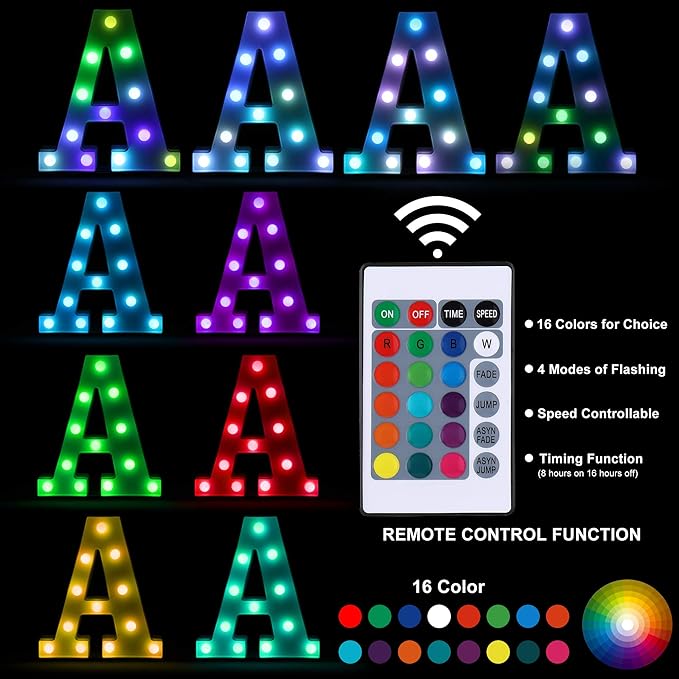 Foaky Colorful LED Number Lights with Remote,Marquee Light Up Number Sign for Night Light Wedding/Birthday Party Battery Powered Christmas Lamp Home Bar Decoration (5)