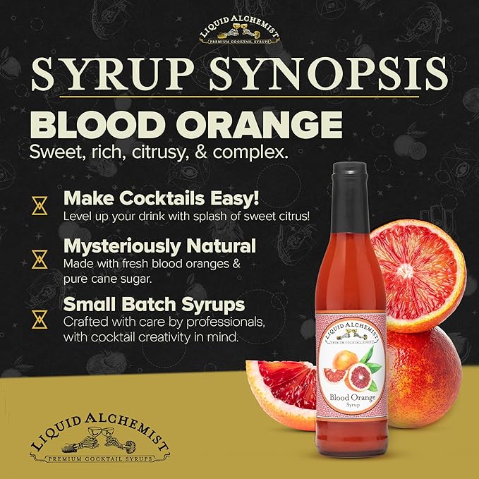 Liquid Alchemist Blood Orange Syrup for Cocktails - Real Ingredients Make our Blood Orange Puree a Perfect Margarita Mixer - Non-GMO Sour Mix (12 oz)