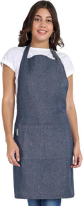 Chef Apron, Recycled Cotton Kitchen Apron with an Adjustable Neck with Long Ties, for cooking, baking