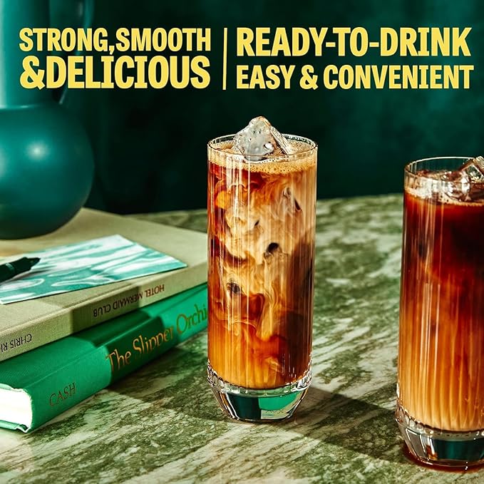 Wandering Bear Espresso Roast Organic Cold Brew Coffee, 32 fl oz, 6 pack - Extra Strong, Bold, Smooth, Unsweetened, Shelf-Stable, Ready to Drink, 100% Organic, Iced Cold Brewed Coffee Drinks
