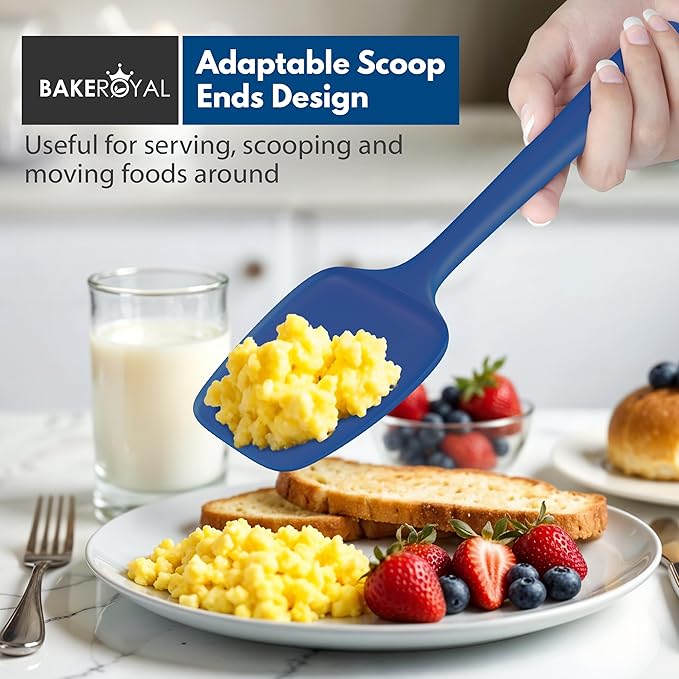 Silicone Spatula Set - 4-Piece Rubber Spatulas Silicone Heat Resistant 600°F for Everyday Task - Seamless Design Kitchen Spatulas for Nonstick Cookware - Royal Blue