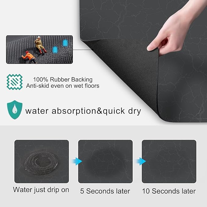 Golener Coffee Bar Accessories - Under Coffee Maker Mat, Cafe Tray Pad, Rubber Mats, Absorbent Pad, Under Appliance Mats, Dish Drying Mat for Kitchen Counter, Dish Drying Pad, 23"x15", Dark Gray