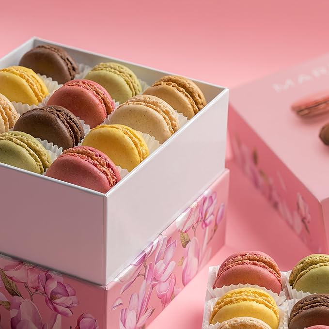 MARKY’S French Almond Macarons Gift Box – 24 Assorted Gourmet Macarons – Variety of Imported Flavors – Authentic French Cookies – Gift Basket for Holidays