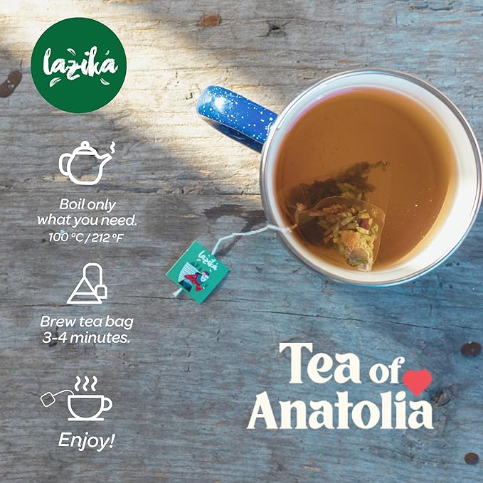 Lazika Tea Variety Pack with Lovely Presentation Box, Black, Green and Herbal Tea Sampler Gift Set, 20 Counts, Premium Collection with Pyramid Infuser Bag, Handcrafted