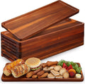 10 Pack Solid Wood Serving Trays 16.7 x 6.4 Inch Acacia Wooden Server Platter Rectangular Charcuterie Boards with Grooved Handle for Home Room Coffee Cheese Appetizer Table Farmhouse Serving Decor