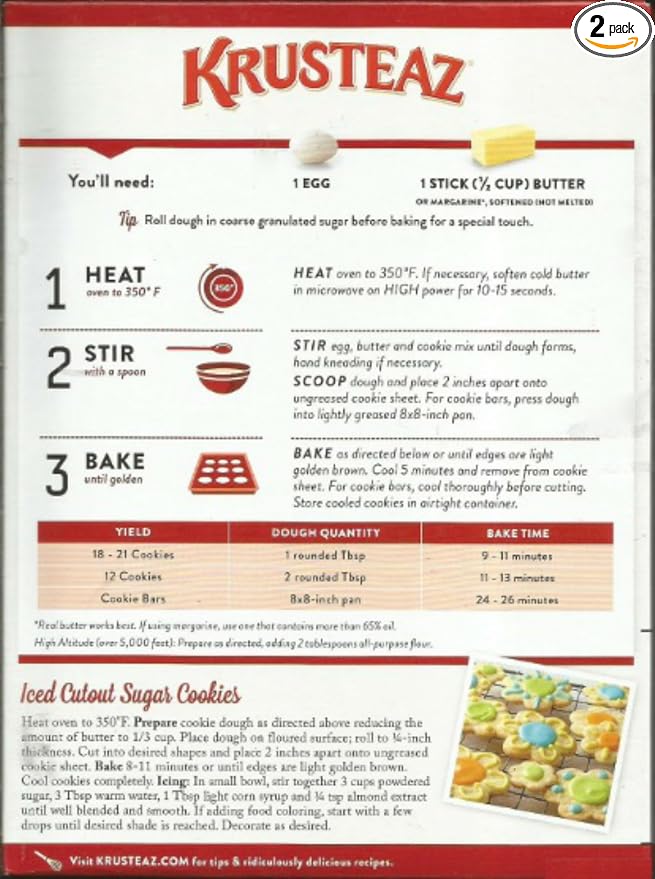Krusteaz Cookie Mix, Butter Vanilla Sugar Cookie Mix, 14 Ounce Box (Pack of 2)