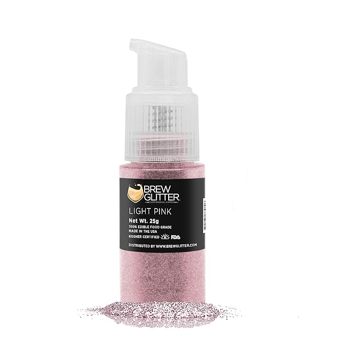 Bakell's Light Pink Brew Glitter Spray Pump (25 gram, 1x Unit) | Edible Glitter for Cocktails, Mocktails and Beverages