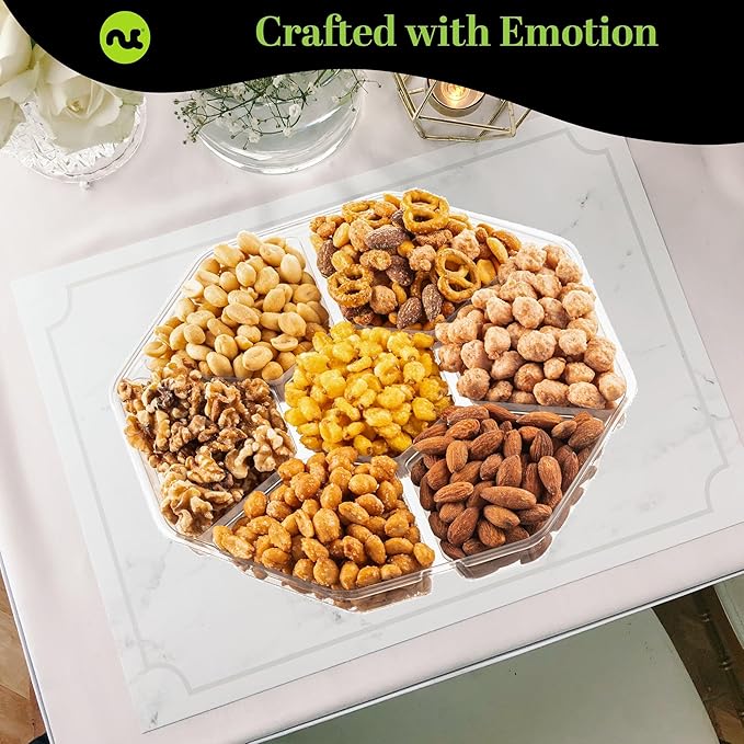 NUT CRAVINGS - Thanksgiving Mixed Nuts Gift Basket in Red Gold Classic Box (7 Assortments, 1 LB) Holiday Xmas Christmas Food Arrangement, Healthy Snack Care Package, Food Assortments