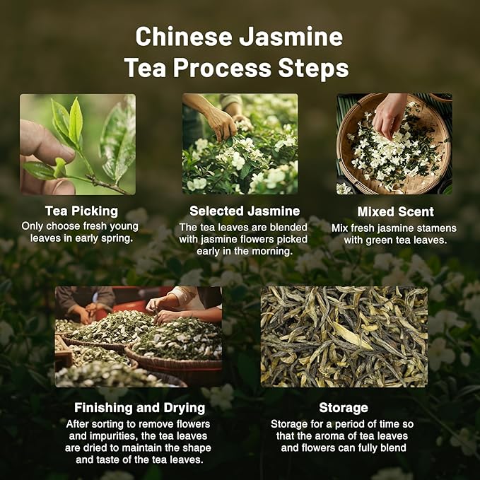 iTeaworld Authentic Triple-Scented Jasmine Green Tea, Subtle Floral Aroma, 2025 New Chinese Loose Leaf Tea, Low Caffeine, Sweet After Taste, Entry-level Jasmine Tea- 1 Pack (3.5oz)