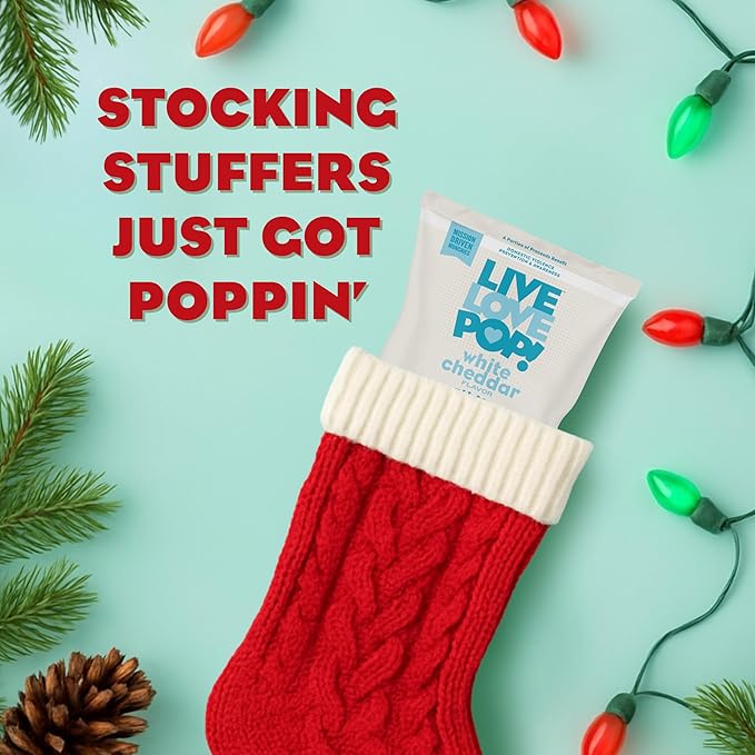 Live Love Pop White Cheddar Flavored Gourmet Popcorn, 1.0 Oz (Pack of 12), Healthy Snack, Gluten Free, Vegan & Non-GMO, Mission Driven Munchies