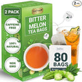 LeafLea 80 Bitter Melon Tea Bags, Premium Dried Momordica Charantia (Melon Amargo, Gohyah) Herbal Fruit Tea | Supports Wellness and Digestion | Caffeine-Free, Sugar-Free, Vegan, Pack of 2