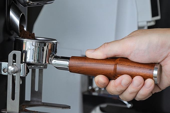 58.5mm Gaggia Classic Pro, E24, Evo Accessories by KNODOS Premium 58mm Bottomless Portafilter, Precision 58.5mm Calibrated Tamper & 58.5 mm Adjustable Coffee Distributor