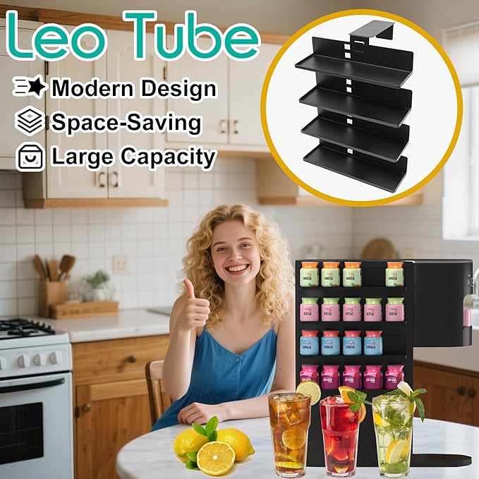 Flavor Pods Storage Holder for Ninja Thirsti Soda Machine, 4-Tier Organizer for Ninja Thirsty Flavor Pods, Hold 20 Flavor Water Drops, Space-saving & Easy to Access, Soda Maker Accessories