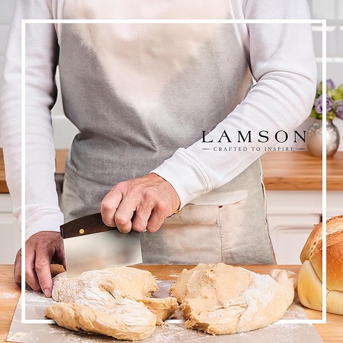 Lamson 3" x 6" Dough (Bench) Scraper and 3' x 6" Chef's Slotted Turner with Walnut Handle - Right-Hand