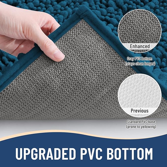 Arotive Luxury Chenille Bathroom Rug Mat, Extra Soft Thick Absorbent Shaggy Bath Rugs, Non-Slip Machine Wash Dry, Plush Bath Mats for Bathroom, Shower and Tub, 44x32, Peacock Blue