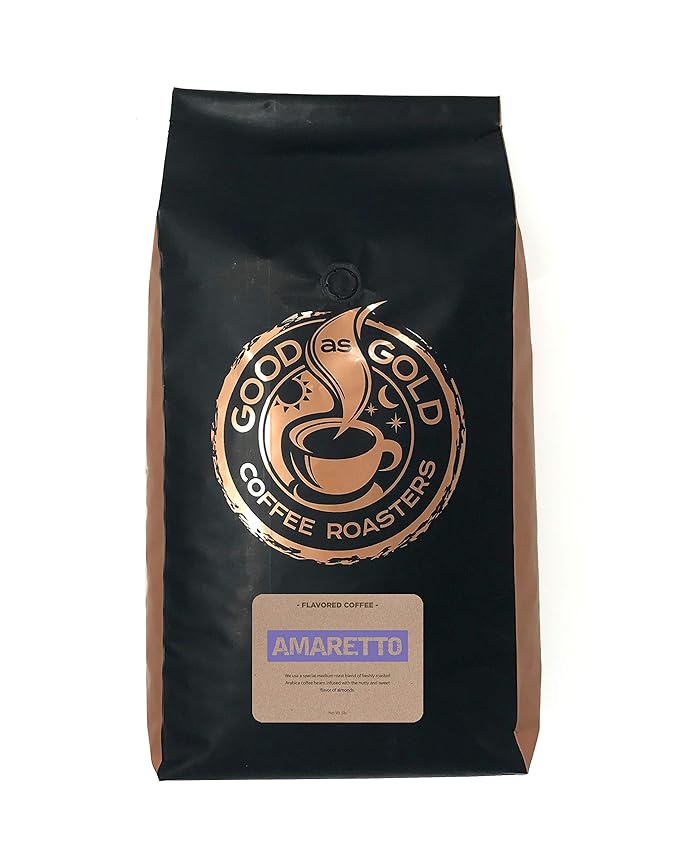 Good As Gold Coffee Roasters - Amaretto Flavored Whole Bean Coffee, 5 Pound Bag