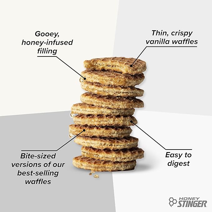 Honey Stinger Organic Mini Vanilla Waffles, Energy Stroopwafel for Exercise, Endurance and Performance, Sports Nutrition for Home & Gym, Pre and Post Workout, 5 Bags, 26.5 Ounce