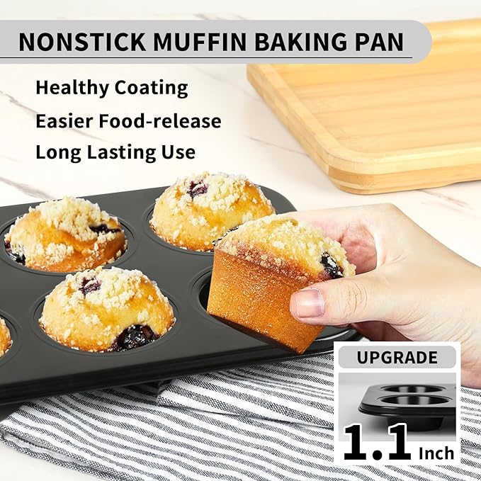 Muffin Baking Pan, Nonstick Premium Carbon Steel Muffin Pan for Baking, Cupcake Tin Cheesecake Pans