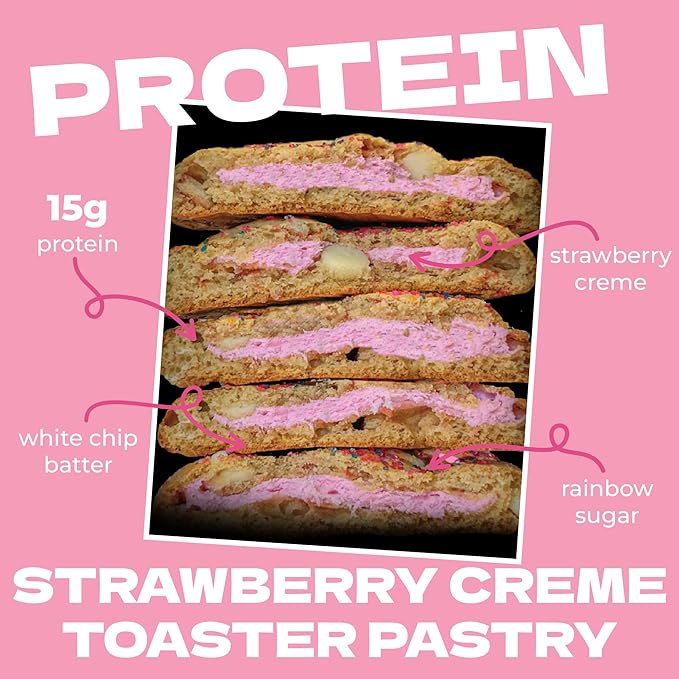 My Cookie Dealer Protein Cookies, Strawberry Creme (2.2oz, Pack of 6) - 15g Protein per Cookie - Individually Wrapped Workout Snacks for On-The-Go Travel