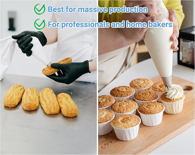 19 Inch Extra Large Piping Bags 200 Pack - Disposable Pastry Bags - Thick Anti-Burst Pastry Icing Frosting Piping Bags For Decorating Cupcakes Cakes Cookies (Large 19 Inch-200 Pack)